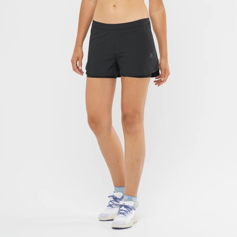 Pantalones Cortos Para Correr Salomon Cross 2in1 Mujer Negros | MX BXIC379